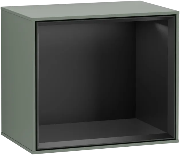 VILLEROY BOCH Policový modul Finion, s osvětlením, 418 x 356 x 270 mm, olivový matný lak / černý matný lak #F580PDGM