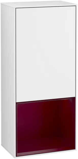 VILLEROY BOCH Boční skříňka Finion, s osvětlením, 1 dvířka, 418 x 936 x 270 mm, lesklý bílý lak / matný lak Peony #F540HBGF