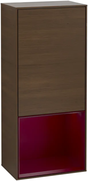 VILLEROY BOCH Boční skříňka Finion, s osvětlením, 1 dvířka, 418 x 936 x 270 mm, ořechová dýha / matný lak Peony #F540HBGN