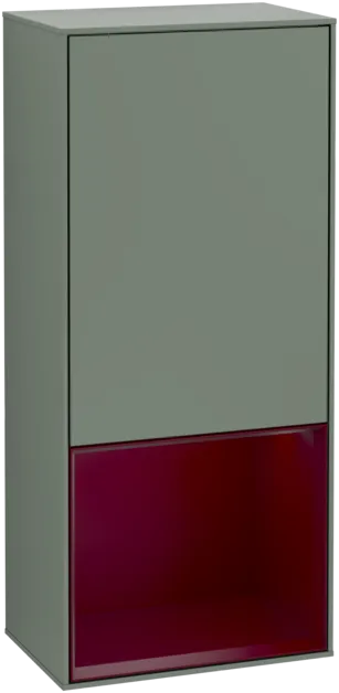 VILLEROY BOCH Boční skříňka Finion, s osvětlením, 1 dvířka, 418 x 936 x 270 mm, olivový matný lak / pivoňkový matný lak #F540HBGM