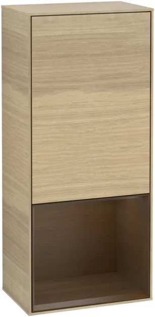 VILLEROY BOCH Boční skříňka Finion, s osvětlením, 1 dvířka, 418 x 936 x 270 mm, dubová dýha / ořechová dýha #F550GNPC