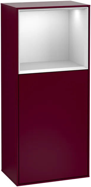 VILLEROY BOCH Boční skříňka Finion, s osvětlením, 1 dvířka, 418 x 936 x 270 mm, matný lak Pivoňka / bílý matný lak #F500MTHB