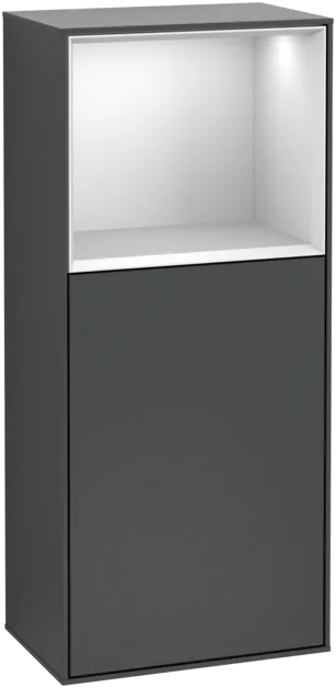 VILLEROY BOCH Boční skříňka Finion, s osvětlením, 1 dveře, 418 x 936 x 270 mm, Midnight Blue Matt Lacquer / White Matt Lacquer #F500MTHG