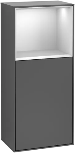 VILLEROY BOCH Boční skříňka Finion, s osvětlením, 1 dveře, 418 x 936 x 270 mm, antracitový matný lak / bílý matný lak #F500MTGK