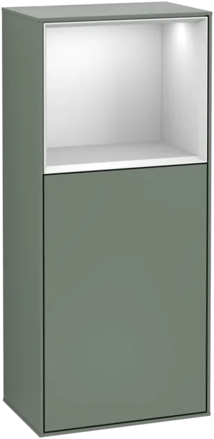 VILLEROY BOCH Boční skříňka Finion, s osvětlením, 1 dveře, 418 x 936 x 270 mm, olivový matný lak / bílý matný lak #F500MTGM