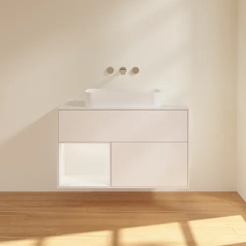 VILLEROY BOCH Toaletní skříňka Finion, s osvětlením, 2 výsuvy, 1000 x 603 x 501 mm, bílý matný lak / bílý matný lak / sklo bílé matné #F651MTMT, obrázek 3