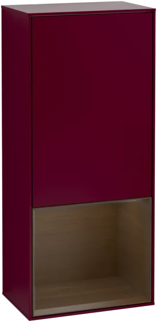 VILLEROY BOCH Boční skříňka Finion, s osvětlením, 1 dvířka, 418 x 936 x 270 mm, matný lak Peony / ořechová dýha #F540GNHB