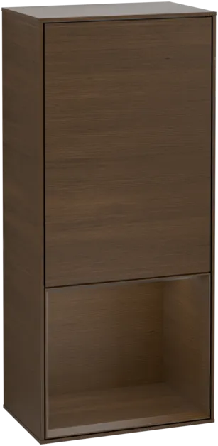 VILLEROY BOCH Boční skříňka Finion, s osvětlením, 1 dvířka, 418 x 936 x 270 mm, ořechová dýha / ořechová dýha #F540GNGN