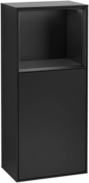 VILLEROY BOCH Boční skříňka Finion, s osvětlením, 1 dveře, 418 x 936 x 270 mm, černý matný lak / černý matný lak #F510PDPD