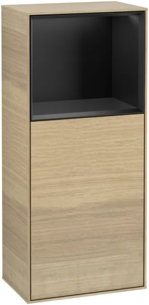 VILLEROY BOCH Boční skříňka Finion, s osvětlením, 1 dvířka, 418 x 936 x 270 mm, dubová dýha / černý matný lak #F510PDPC