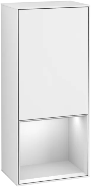 VILLEROY BOCH Boční skříňka Finion, s osvětlením, 1 dveře, 418 x 936 x 270 mm, lesklý bílý lak / bílý matný lak #F540MTGF