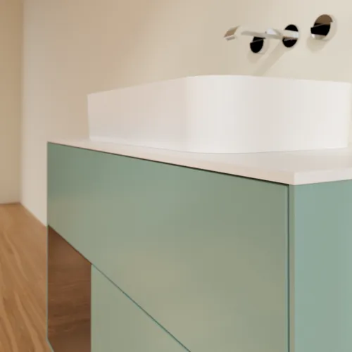 VILLEROY BOCH Toaletní skříňka Finion, s osvětlením, 2 výsuvy, 1000 x 603 x 501 mm, olivový matný lak / ořechová dýha / sklo bílé matné #F651GNGM, obrázek 6