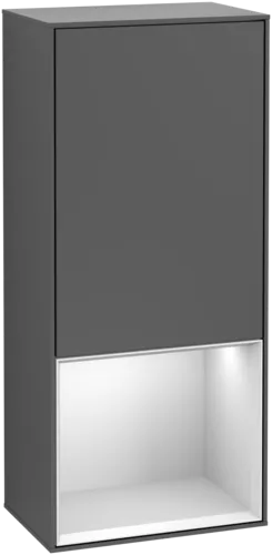 VILLEROY BOCH Boční skříňka Finion, s osvětlením, 1 dveře, 418 x 936 x 270 mm, antracitový matný lak / bílý matný lak #F540MTGK