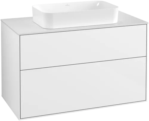 VILLEROY BOCH Toaletní skříňka Finion, 2 výsuvy, 1000 x 603 x 501 mm, lesklý bílý lak / sklo bílé matné #F64100GF