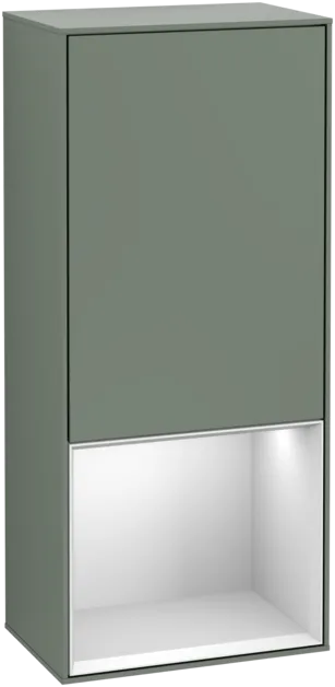 VILLEROY BOCH Boční skříňka Finion, s osvětlením, 1 dveře, 418 x 936 x 270 mm, olivový matný lak / bílý matný lak #F540MTGM