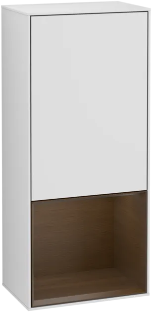 VILLEROY BOCH Boční skříňka Finion, s osvětlením, 1 dvířka, 418 x 936 x 270 mm, bílý matný lak / ořechová dýha #F540GNMT