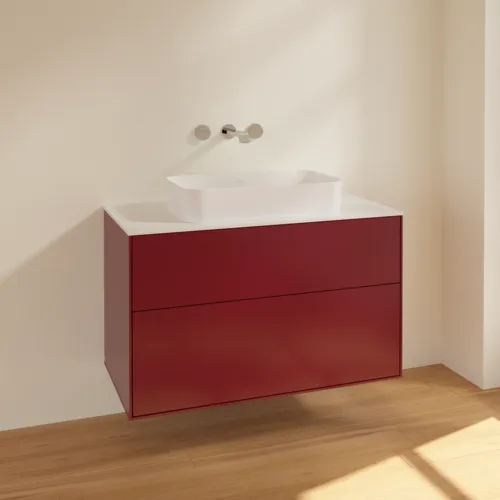 VILLEROY BOCH Toaletní skříňka Finion, 2 výsuvy, 1000 x 603 x 501 mm, Peony Matt Lacquer / Glass White Matt #F64100HB, obrázek 2