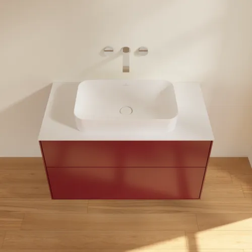 VILLEROY BOCH Toaletní skříňka Finion, 2 výsuvy, 1000 x 603 x 501 mm, Peony Matt Lacquer / Glass White Matt #F64100HB, obrázek 4