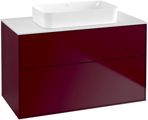 VILLEROY BOCH Toaletní skříňka Finion, 2 výsuvy, 1000 x 603 x 501 mm, Peony Matt Lacquer / Glass White Matt #F64100HB