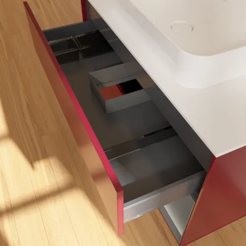 VILLEROY BOCH Toaletní skříňka Finion, s osvětlením, 2 výsuvy, 1000 x 603 x 501 mm, Pivoňka matný lak / Antracit matný lak / Sklo bílé matné #F661GKHB, obrázek 8