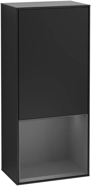 VILLEROY BOCH Boční skříňka Finion, s osvětlením, 1 dveře, 418 x 936 x 270 mm, černý matný lak / antracitový matný lak #F550GKPD