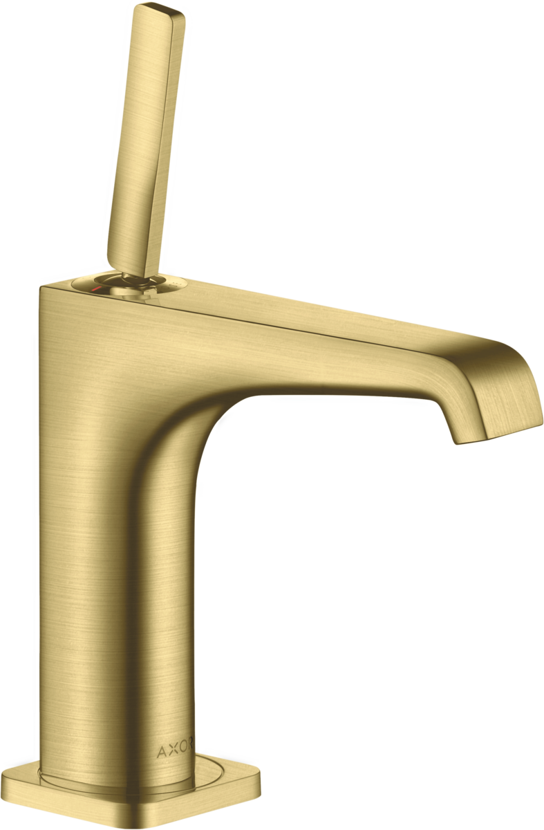 HANSGROHE AXOR Citterio E jednopáková umyvadlová baterie 130 s kolíkovou rukojetí a výsuvným odpadem #36101950 - kartáčovaná mosaz