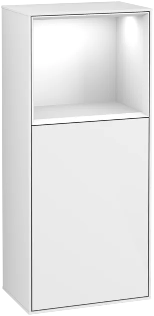 VILLEROY BOCH Boční skříňka Finion, s osvětlením, 1 dveře, 418 x 936 x 270 mm, lesklý bílý lak / lesklý bílý lak #F510GFGF