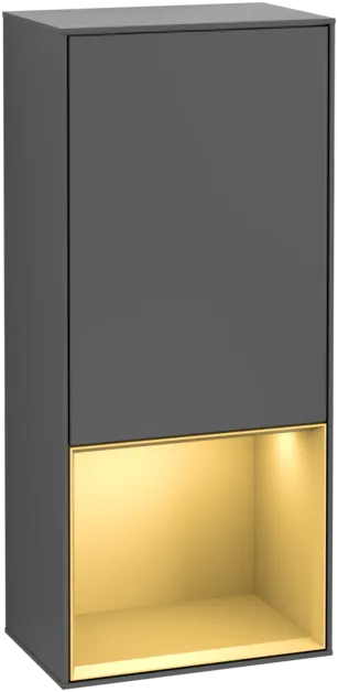 VILLEROY BOCH Boční skříňka Finion, s osvětlením, 1 dveře, 418 x 936 x 270 mm, antracitový matný lak / zlatý matný lak #F550HFGK