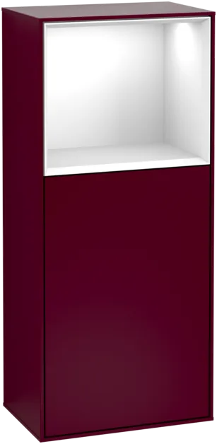 VILLEROY BOCH Boční skříňka Finion, s osvětlením, 1 dvířka, 418 x 936 x 270 mm, matný lak Peony / lesklý bílý lak #F510GFHB