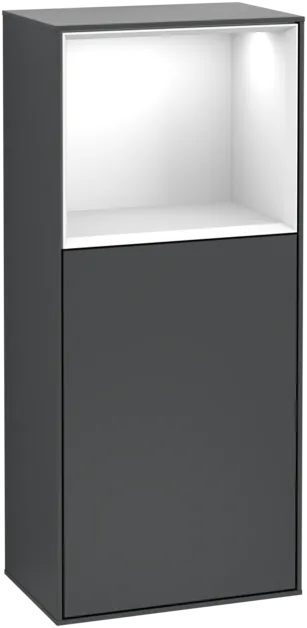 VILLEROY BOCH Boční skříňka Finion, s osvětlením, 1 dvířka, 418 x 936 x 270 mm, matný lak Midnight Blue / lesklý bílý lak #F510GFHG
