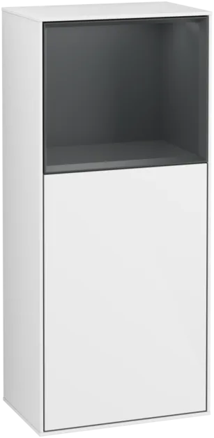VILLEROY BOCH Boční skříňka Finion, s osvětlením, 1 dvířka, 418 x 936 x 270 mm, lesklý bílý lak / půlnočně modrý matný lak #F510HGGF