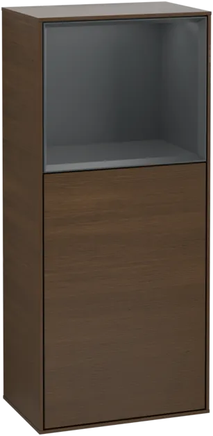 VILLEROY BOCH Boční skříňka Finion, s osvětlením, 1 dvířka, 418 x 936 x 270 mm, ořechová dýha / půlnočně modrý matný lak #F510HGGN