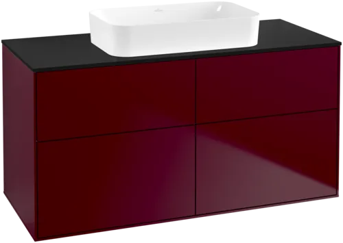 VILLEROY BOCH Toaletní skříňka Finion, 4 výsuvy, 1200 x 603 x 501 mm, matný lak Peony / černé matné sklo #F67200HB