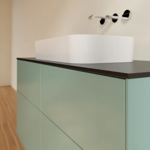 VILLEROY BOCH Toaletní skříňka Finion, 4 výsuvy, 1200 x 603 x 501 mm, olivový matný lak / sklo černé matné #F67200GM, obrázek 5