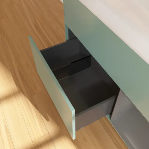 VILLEROY BOCH Toaletní skříňka Finion, s osvětlením, 2 výsuvy, 1000 x 603 x 501 mm, olivový matný lak / antracitový matný lak / bílé matné sklo #F661GKGM, obrázek 7