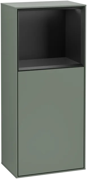 VILLEROY BOCH Boční skříňka Finion, s osvětlením, 1 dveře, 418 x 936 x 270 mm, olivový matný lak / černý matný lak #F510PDGM