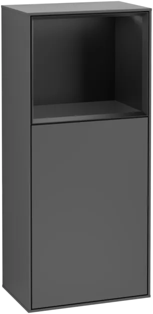 VILLEROY BOCH Boční skříňka Finion, s osvětlením, 1 dveře, 418 x 936 x 270 mm, antracitový matný lak / černý matný lak #F510PDGK