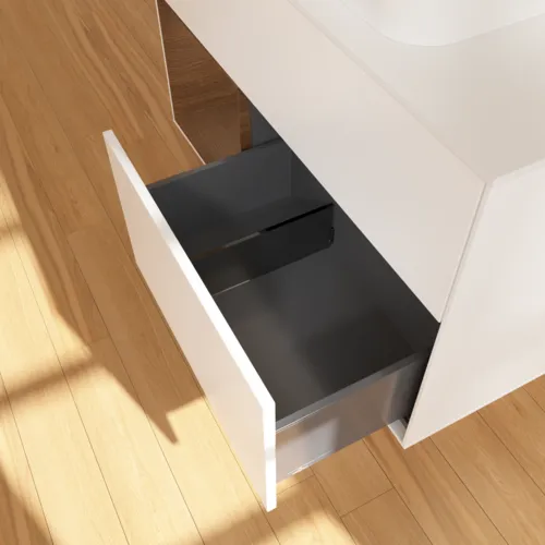 VILLEROY BOCH Toaletní skříňka Finion, s osvětlením, 2 výsuvy, 1000 x 603 x 501 mm, bílý matný lak / ořechová dýha / sklo bílé matné #F651GNMT, obrázek 7