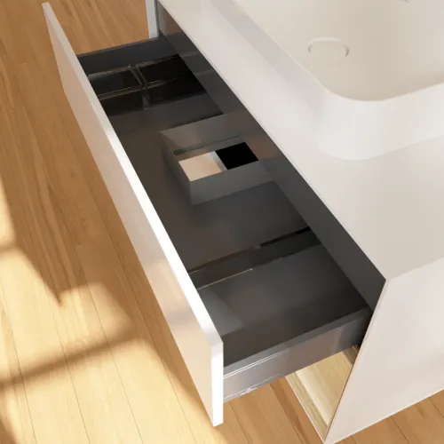 VILLEROY BOCH Toaletní skříňka Finion, s osvětlením, 2 výsuvy, 1000 x 603 x 501 mm, lesklý bílý lak / dubová dýha / sklo bílé matné #F661PCGF, obrázek 8