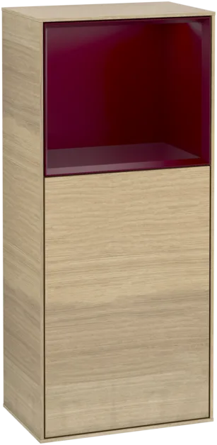VILLEROY BOCH Boční skříňka Finion, s osvětlením, 1 dvířka, 418 x 936 x 270 mm, dubová dýha / matný lak Peony #F510HBPC