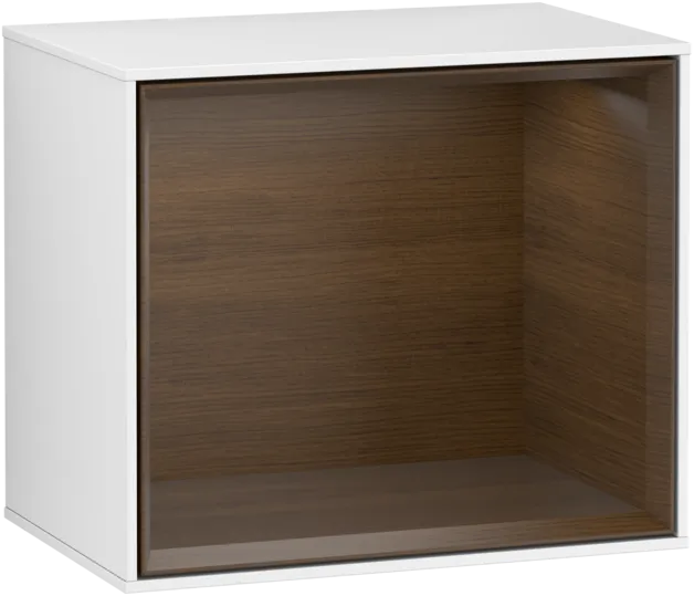 VILLEROY BOCH Policový modul Finion, s osvětlením, 418 x 356 x 270 mm, lesklý bílý lak / ořechová dýha #F580GNGF