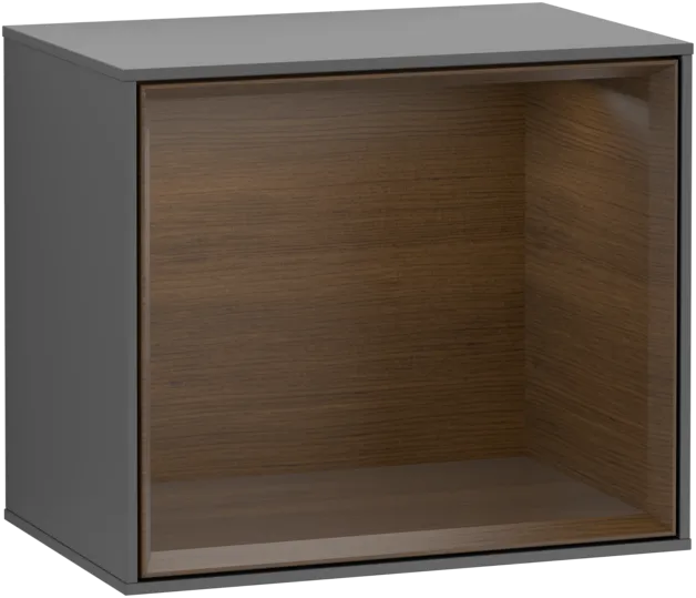 VILLEROY BOCH Policový modul Finion, s osvětlením, 418 x 356 x 270 mm, antracitový matný lak / ořechová dýha #F580GNGK
