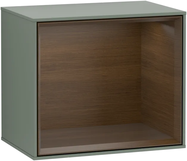 VILLEROY BOCH Policový modul Finion, s osvětlením, 418 x 356 x 270 mm, olivově matný lak / ořechová dýha #F580GNGM