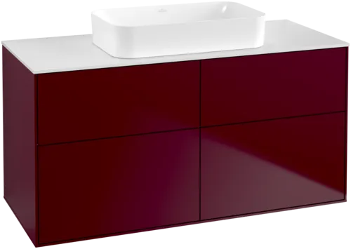 VILLEROY BOCH Toaletní skříňka Finion, 4 výsuvy, 1200 x 603 x 501 mm, Peony Matt Lacquer / Glass White Matt #F67100HB