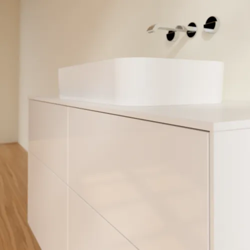 VILLEROY BOCH Toaletní skříňka Finion, 4 výsuvy, 1200 x 603 x 501 mm, lesklý bílý lak / sklo bílé matné #F67100GF, obrázek 3