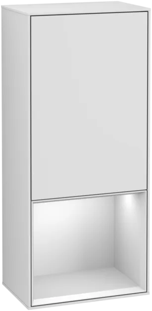 VILLEROY BOCH Boční skříňka Finion, s osvětlením, 1 dveře, 418 x 936 x 270 mm, bílý matný lak / bílý matný lak #F540MTMT