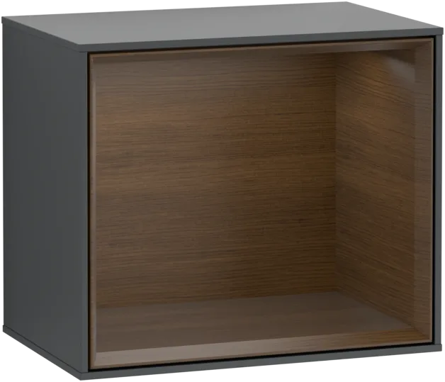 VILLEROY BOCH Policový modul Finion, s osvětlením, 418 x 356 x 270 mm, půlnočně modrý matný lak / ořechová dýha #F580GNHG