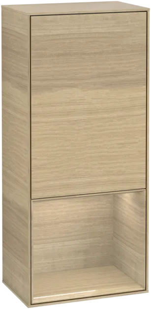 VILLEROY BOCH Boční skříňka Finion, s osvětlením, 1 dvířka, 418 x 936 x 270 mm, Dubová dýha / Dubová dýha #F550PCPC
