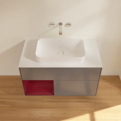 VILLEROY BOCH Toaletní skříňka Finion, s osvětlením, 2 výsuvy, 1000 x 603 x 501 mm, antracit matný lak / pivoňka matný lak / sklo bílé matné #F651HBGK, obrázek 4