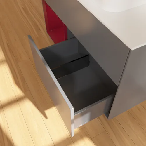VILLEROY BOCH Toaletní skříňka Finion, s osvětlením, 2 výsuvy, 1000 x 603 x 501 mm, antracit matný lak / pivoňka matný lak / sklo bílé matné #F651HBGK, obrázek 7
